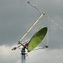The erected mast for the microwave dish